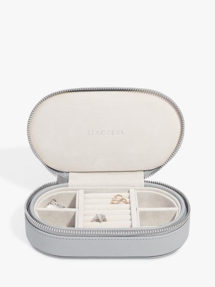 Stackers Oval Travel Jewellery Case, Pebble Grey