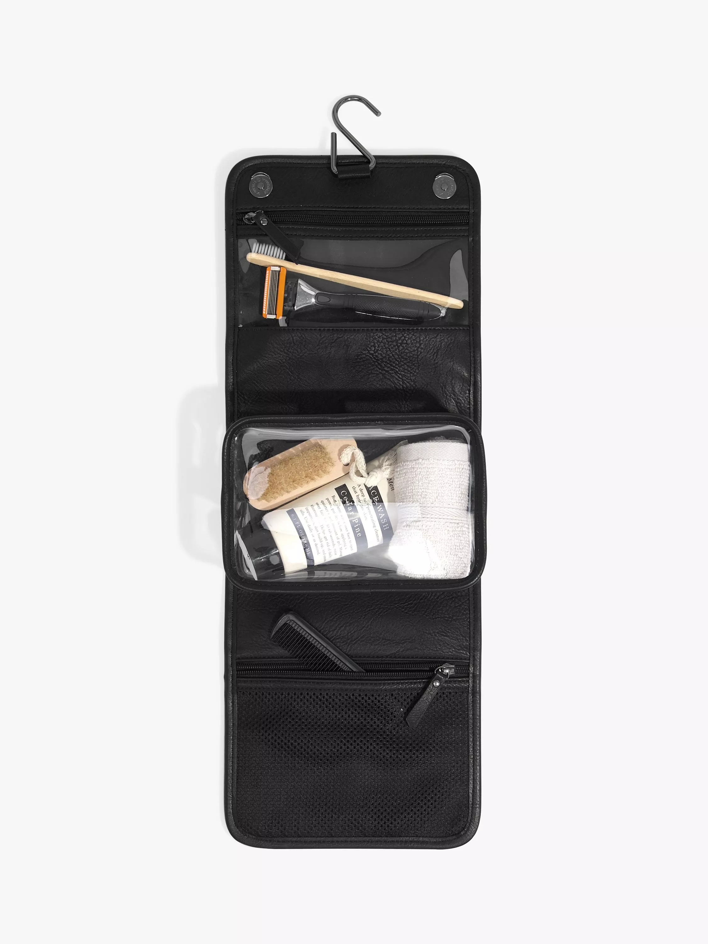 Black hanging toiletry bag best sale