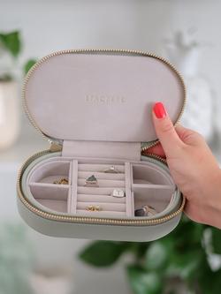 Stackers Oval Travel Jewellery Case - view 2, Sage Green