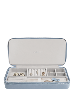 Stackers Sleek Necklace Travel Jewellery Box, Dusky Blue