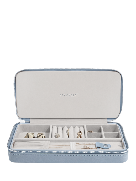 Stackers Sleek Necklace Travel Jewellery Box, Dusky Blue
