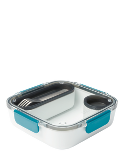 black+blum Leak-Proof Square Plastic Lunch Box Original, 1L, Ocean Blue