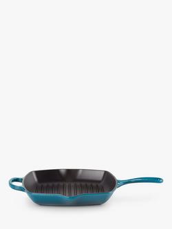 Le Creuset Cast Iron Signature Square Grillit, 26cm - view 2, Deep Teal