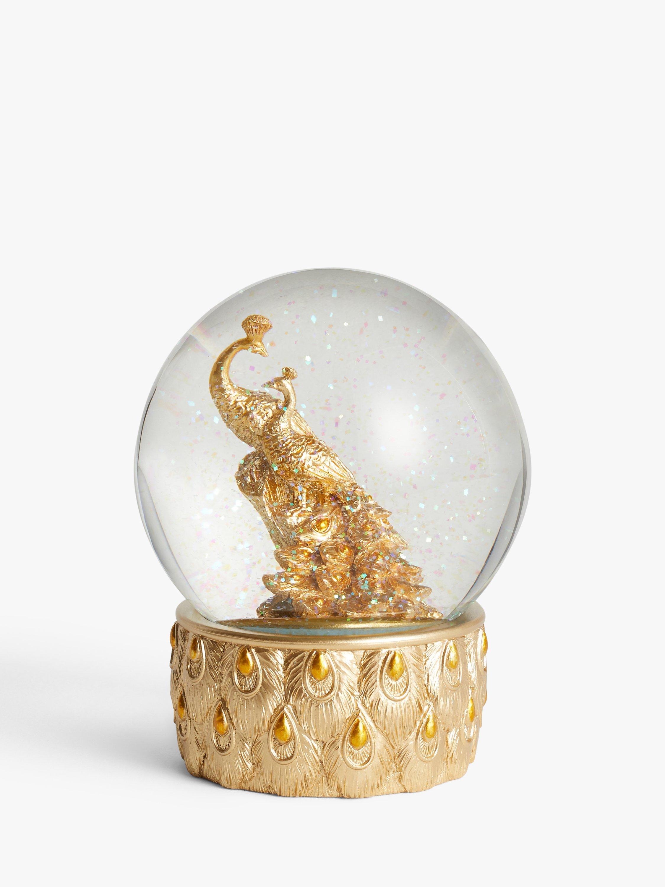 John Lewis & Partners Art Nouveau Peacock Snow Globe