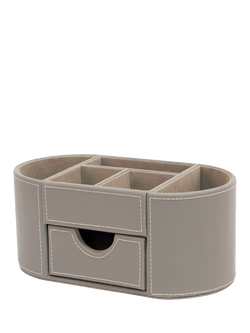 Osco Faux Leather Desk Organiser, Grey