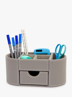 Osco Faux Leather Desk Organiser - view 2, Grey