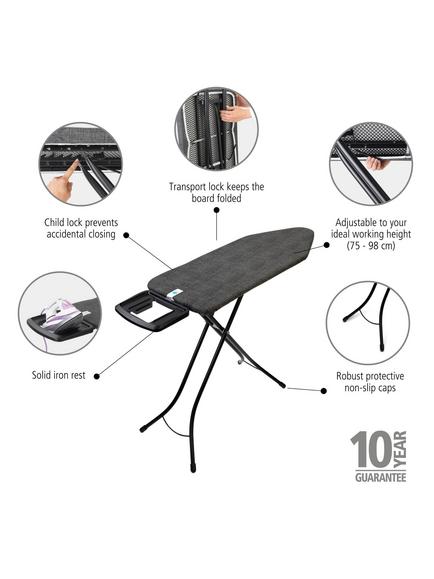 Brabantia Extra Large Ironing Board, Denim Black, L124 x W45cm - view 2, Denim Black