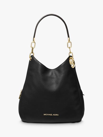 MICHAEL Michael Kors Lillie Large Leather Shoulder Bag, Black, Black
