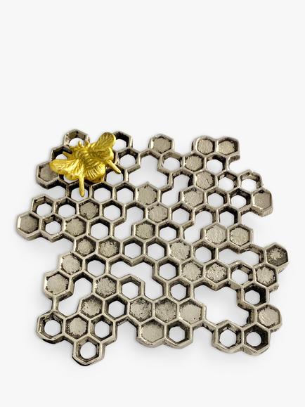 Culinary Concepts Buzzy Bee Honeycomb Trivet, Silver