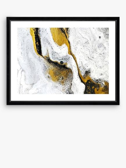 Brookpace Lascelles 'Marble 2' Framed Print & Mount, 66 x 86cm, White, White