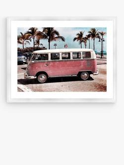 Brookpace Lascelles 'VW Camper Van' Framed Print & Mount, 66 x 86cm, Pink, Pink