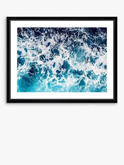Brookpace Lascelles 'Aqua 1' Framed Print & Mount, 66 x 86cm, Blue, Blue