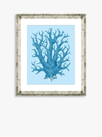 Brookpace Lascelles 'Blue Coral 8' Framed Print & Mount, 46 x 36cm, Blue, Blue