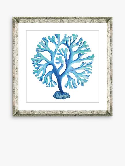 Brookpace Lascelles 'Blue Seaweed 4' Framed Print & Mount, 46 x 46cm, Blue, Blue