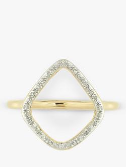 Monica Vinader Riva Diamond Hoop Ring, Gold - view 2, Gold