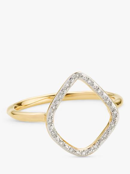 Monica Vinader Riva Diamond Hoop Ring, Gold, Gold