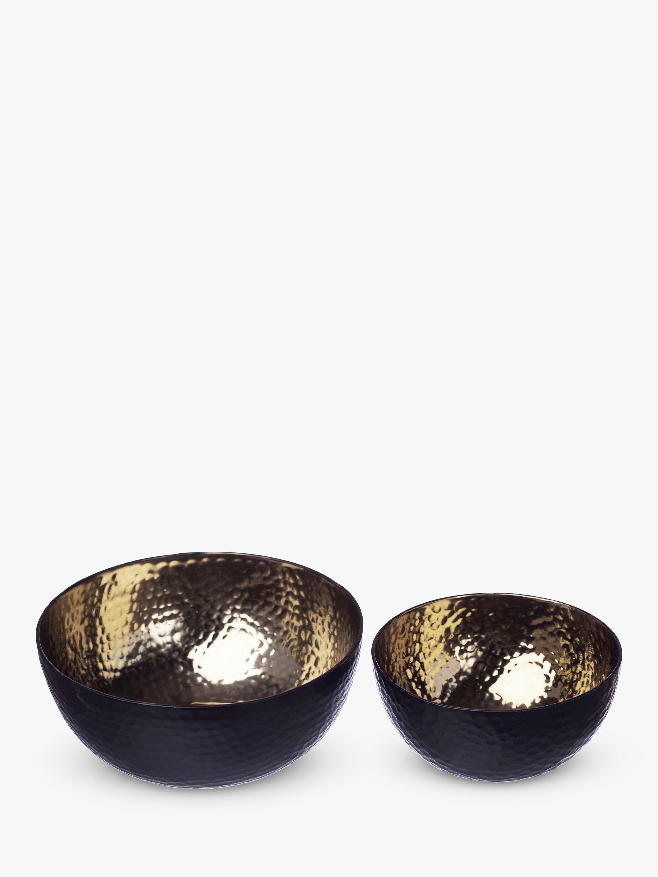 Selbrae House Nesting Hammered Stainless Steel Serving Bowls Set of 2 Black Gold