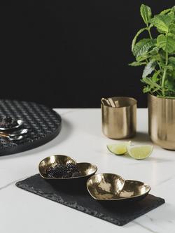 Selbrae House Slate Serving Board & Heart-Shaped Hammered Metal Bowls Set, Black/Gold - view 2, Black/Gold