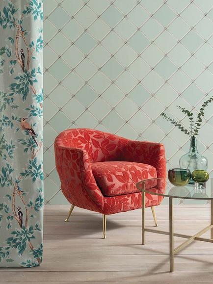 Osborne & Little Palm House Trellis Wallpaper - view 2, Blue W7451-01