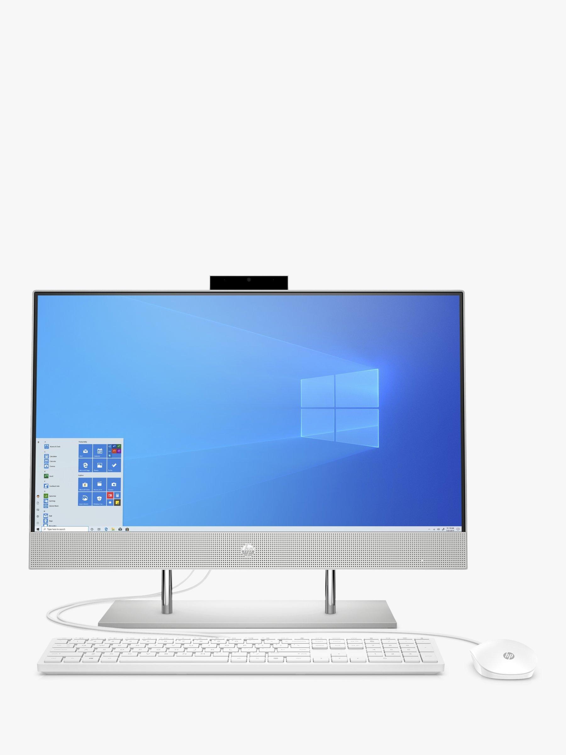 HP 24-dp0004na All-in-One Desktop PC, Intel Pentium Processor, 4GB RAM, 128GB SSD, 23.8" Full HD, Natural Silver