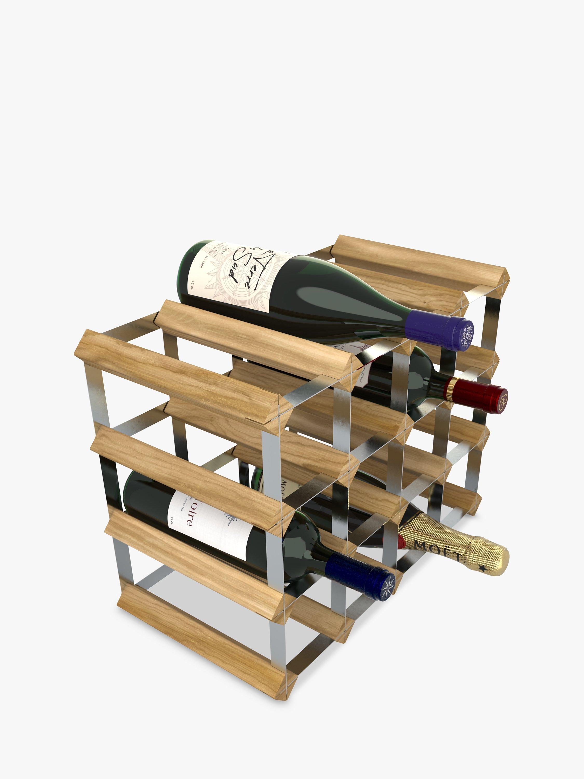 RTA Freestanding Wood Wine Rack, 16 Bottle, Light Oak