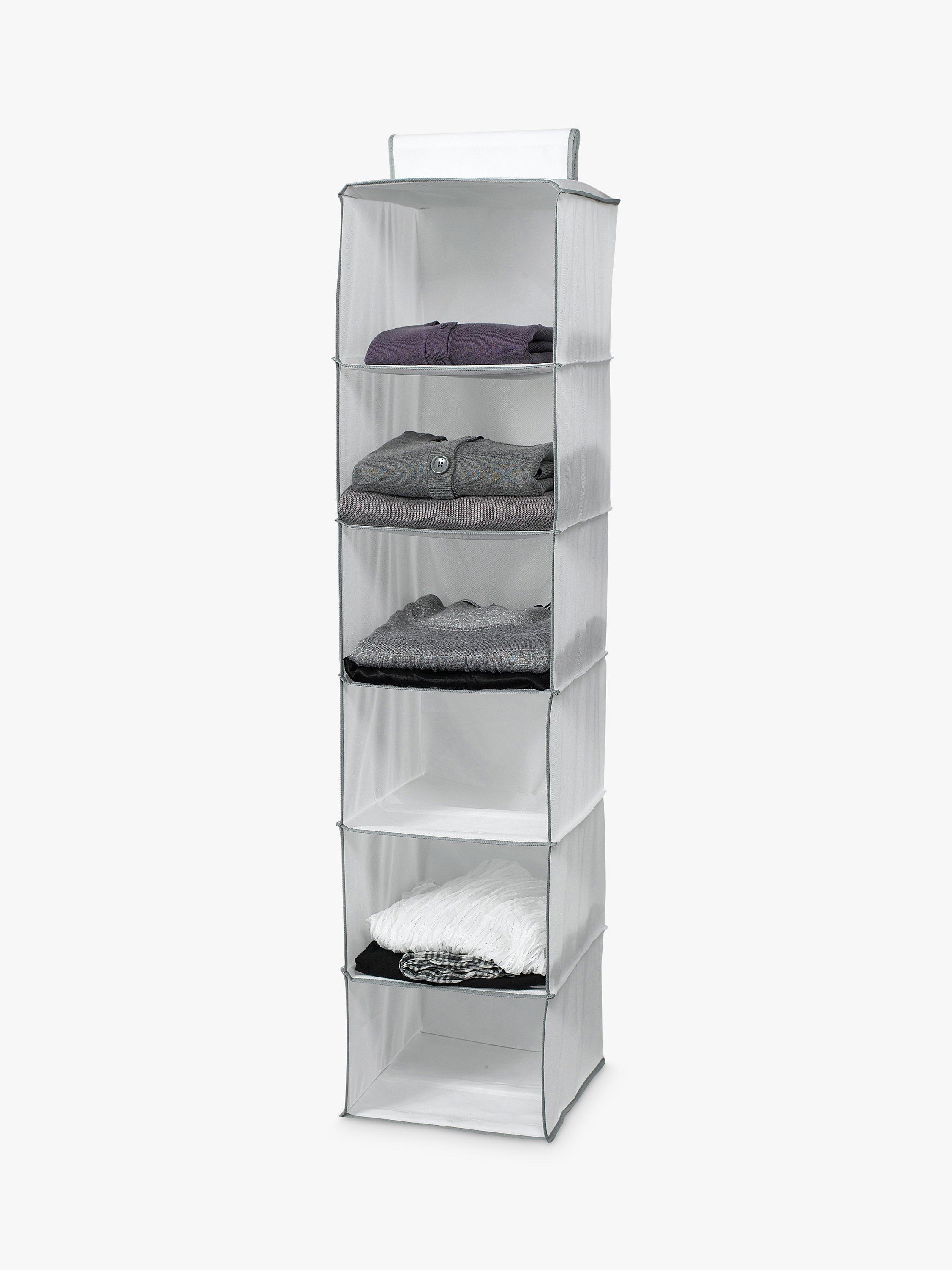 Compactor Norvara  Hanging Clothes Organiser, White / Grey, 6 Shelf