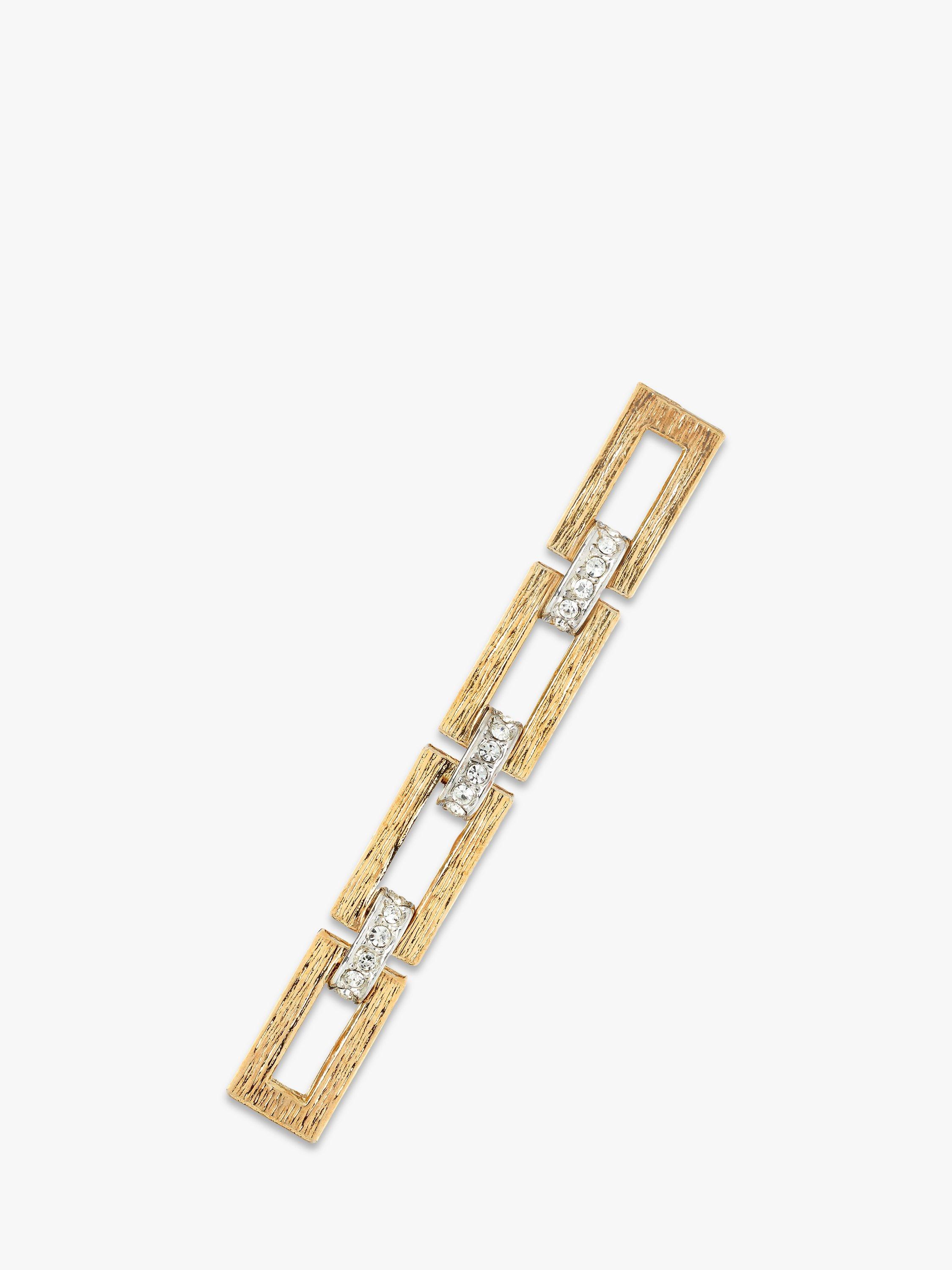 Eclectica Vintage 22ct Gold Plated Swarovski Crystal Bar Brooch, Gold