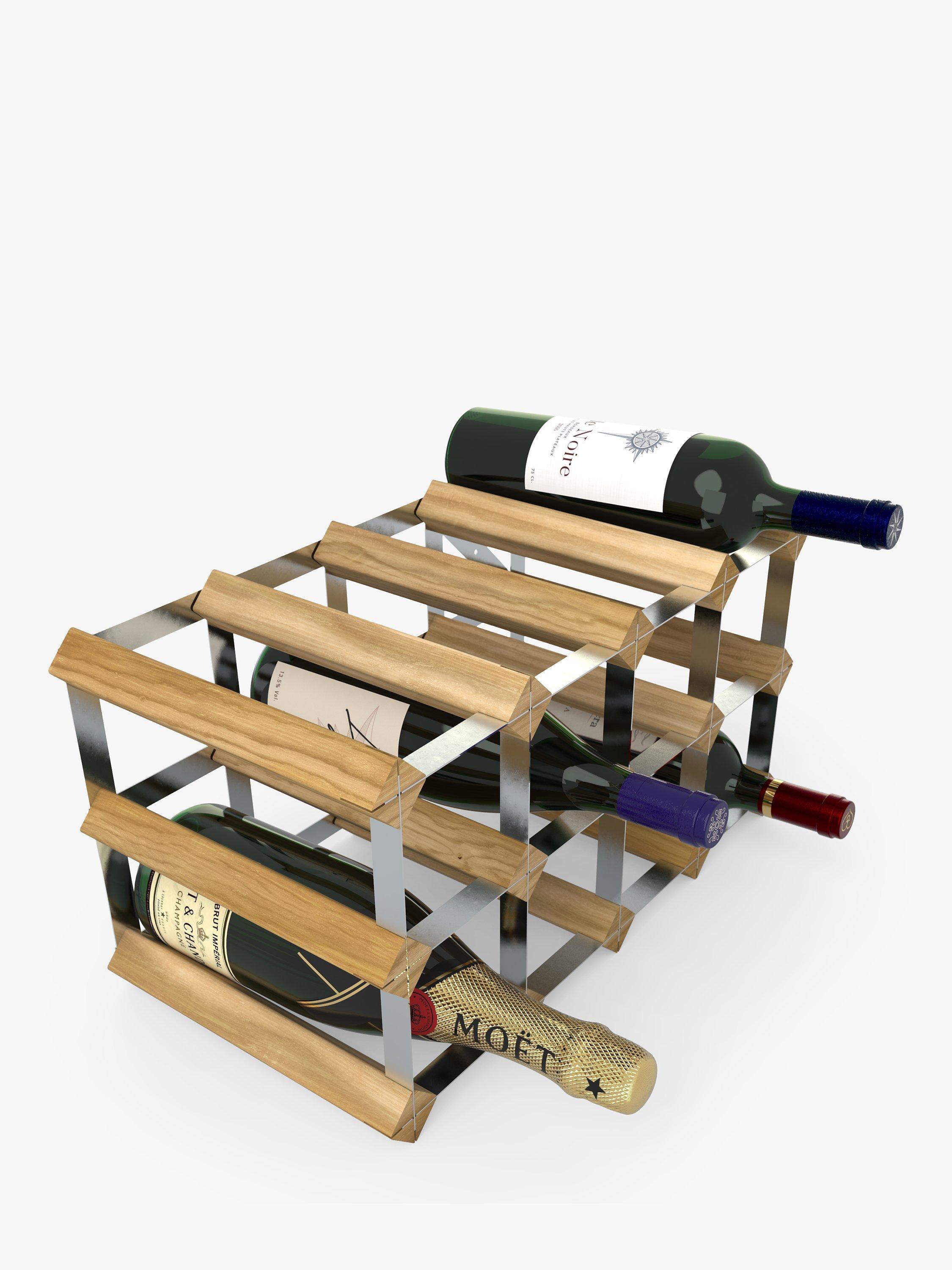 RTA Freestanding Wood Wine Rack, 12 Bottle, Light Oak
