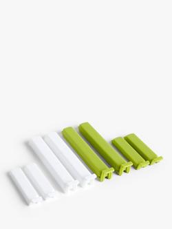 John Lewis Food Bag Seal Clips, Pack of 8, White/Green, 