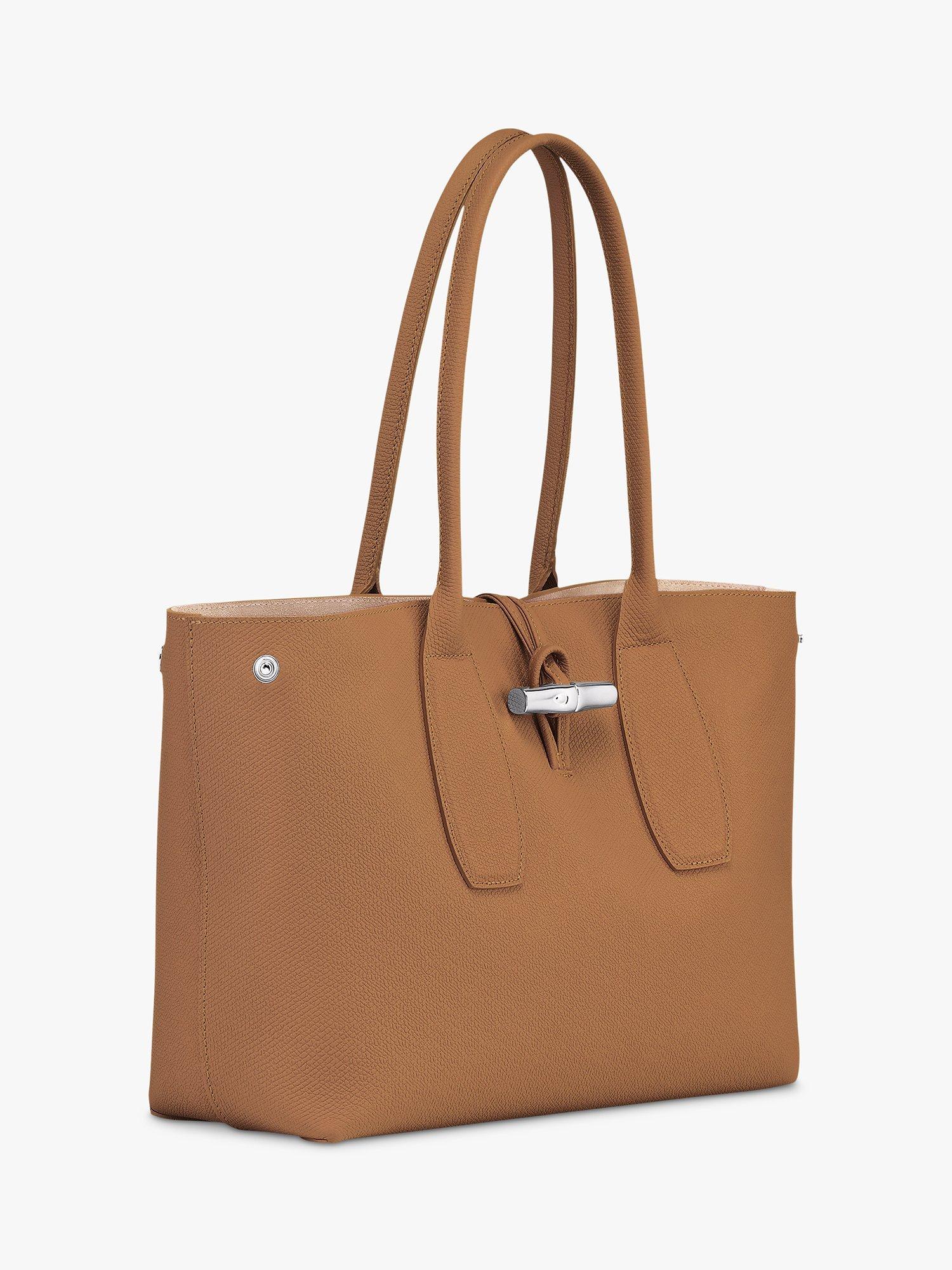Product image 4 of 5, which shows Longchamp Le Roseau Leather Shoulder Bag, Natural