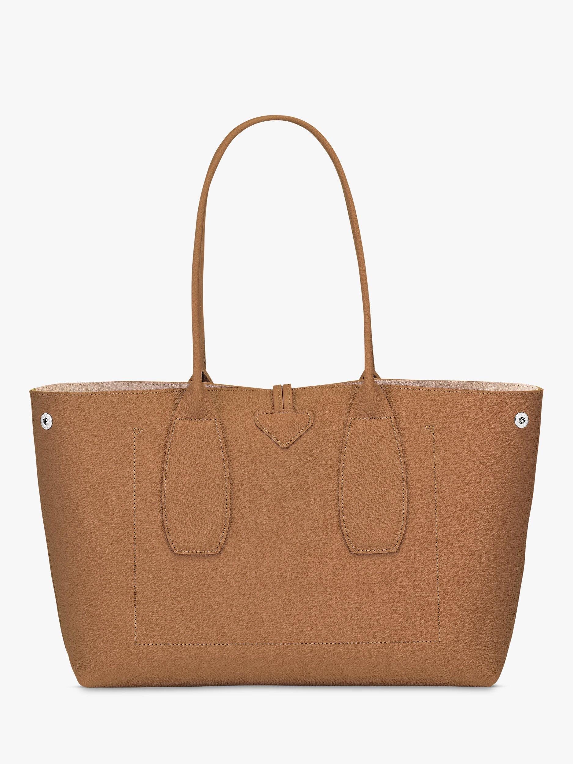 Product image 3 of 5, which shows Longchamp Le Roseau Leather Shoulder Bag, Natural