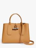 Longchamp Le Roseau Medium Leather Top Handle Bag, Natural