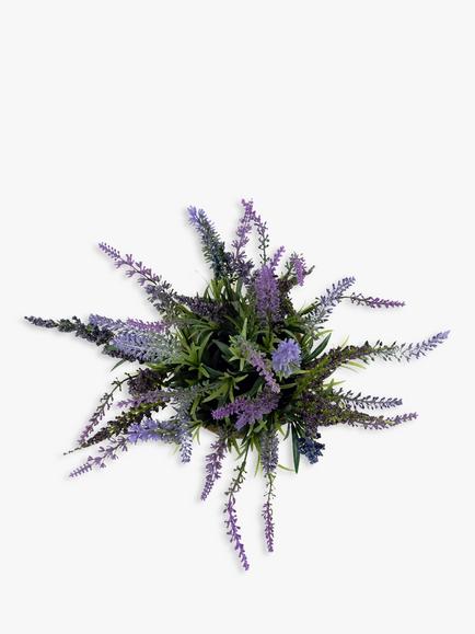 John Lewis Artificial Lavender in Cement Planter - view 2, Multi