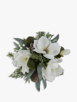 John Lewis Artificial Magnolia Pine Cone in Cement Planter - view 2, 