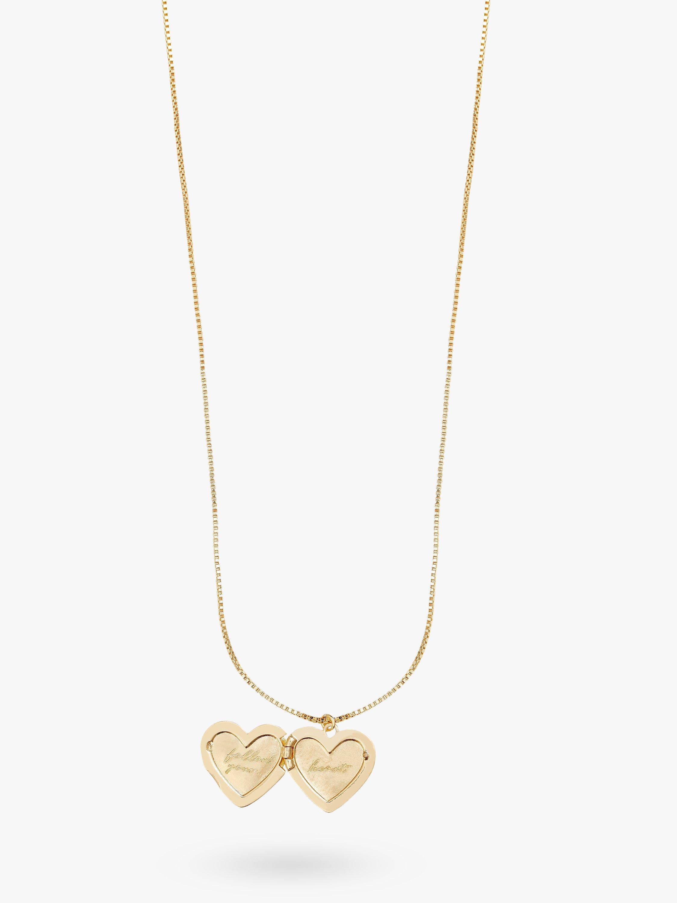 Wanderlust + Co Heart Locket Pendant Necklace, Gold