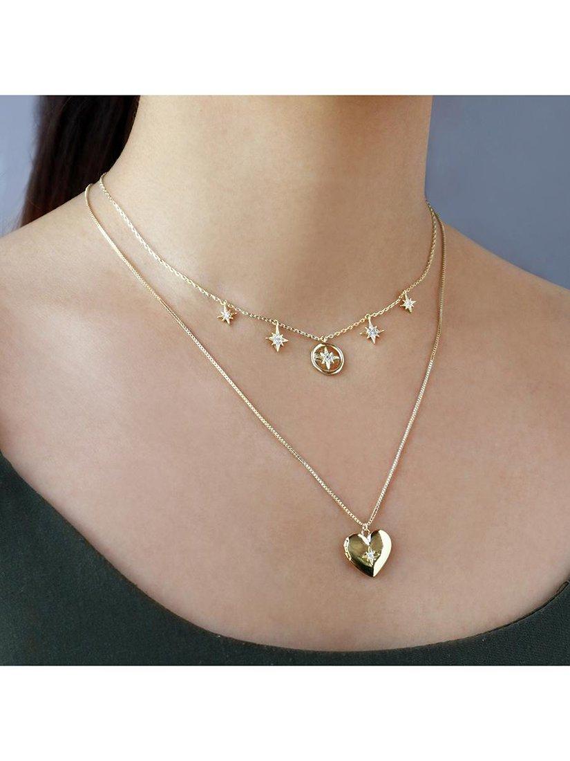 Wanderlust + Co Heart Locket Pendant Necklace, Gold