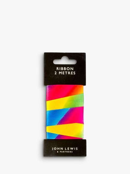 John Lewis Rainbow Gift Ribbon, 2m, Multi