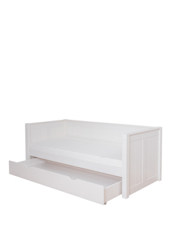 Stompa Classic Children's Day Bed Frame with Trundle Drawer, Single, White - view 2, White