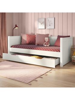 Stompa Classic Children's Day Bed Frame with Trundle Drawer, Single, White, White