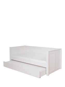 Stompa Classic Children's Day Bed Frame with Trundle Mattress, Single, White - view 2, White