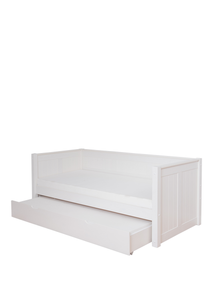 Stompa Classic Children's Day Bed Frame with Trundle Mattress, Single, White - view 2, White