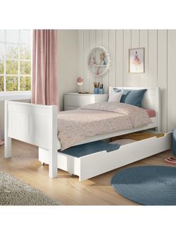 Stompa Classic Child Compliant Bed Frame with Trundle Drawer, Single, White, White
