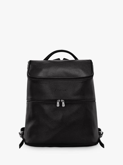 Longchamp Le Foulonné Leather Backpack, Black