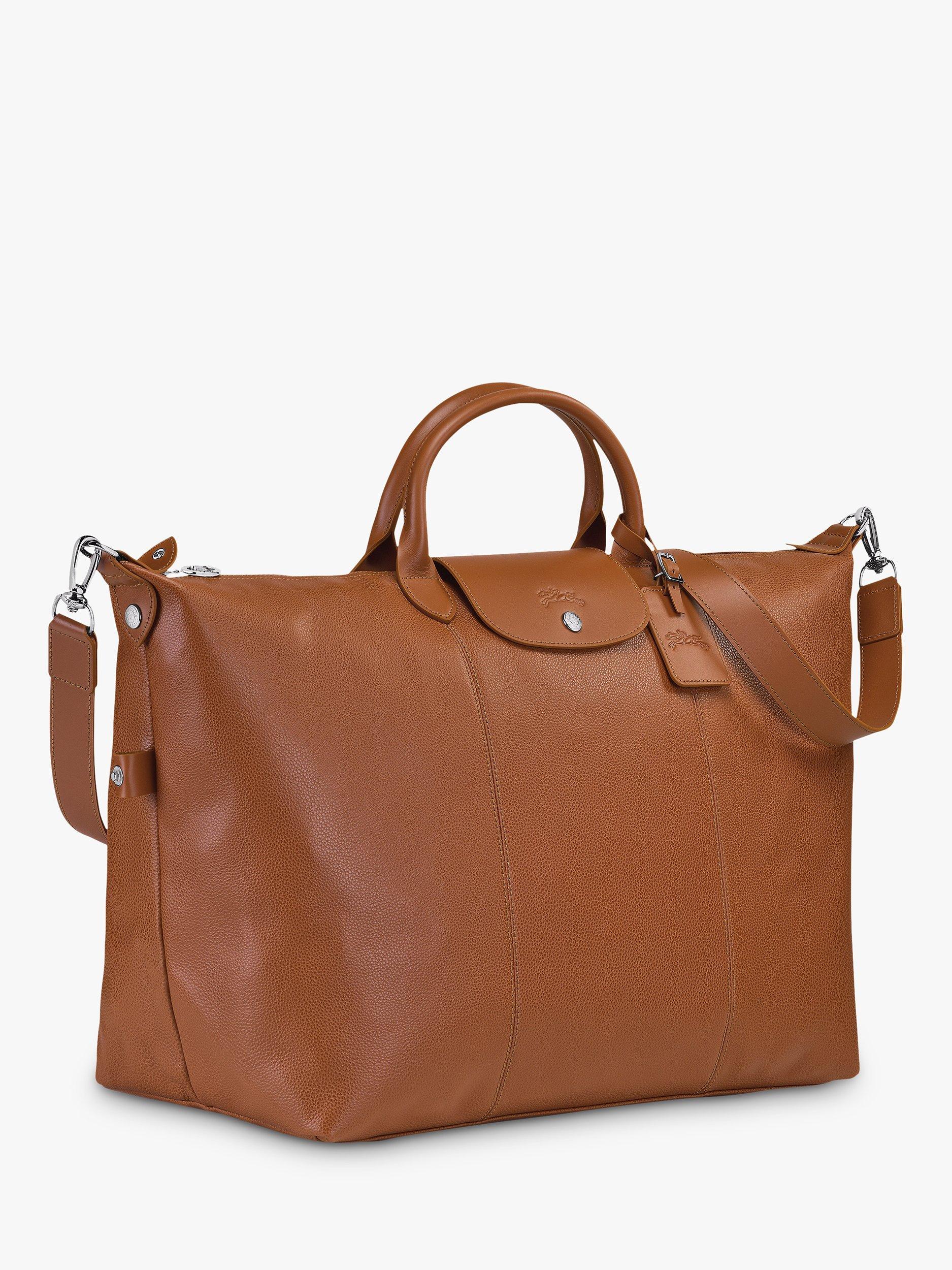 Product image 3 of 3, which shows Longchamp Le Foulonné Leather Travel Bag, Caramel