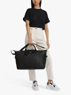 Longchamp Le Foulonné Leather Travel Bag - view 2, Black