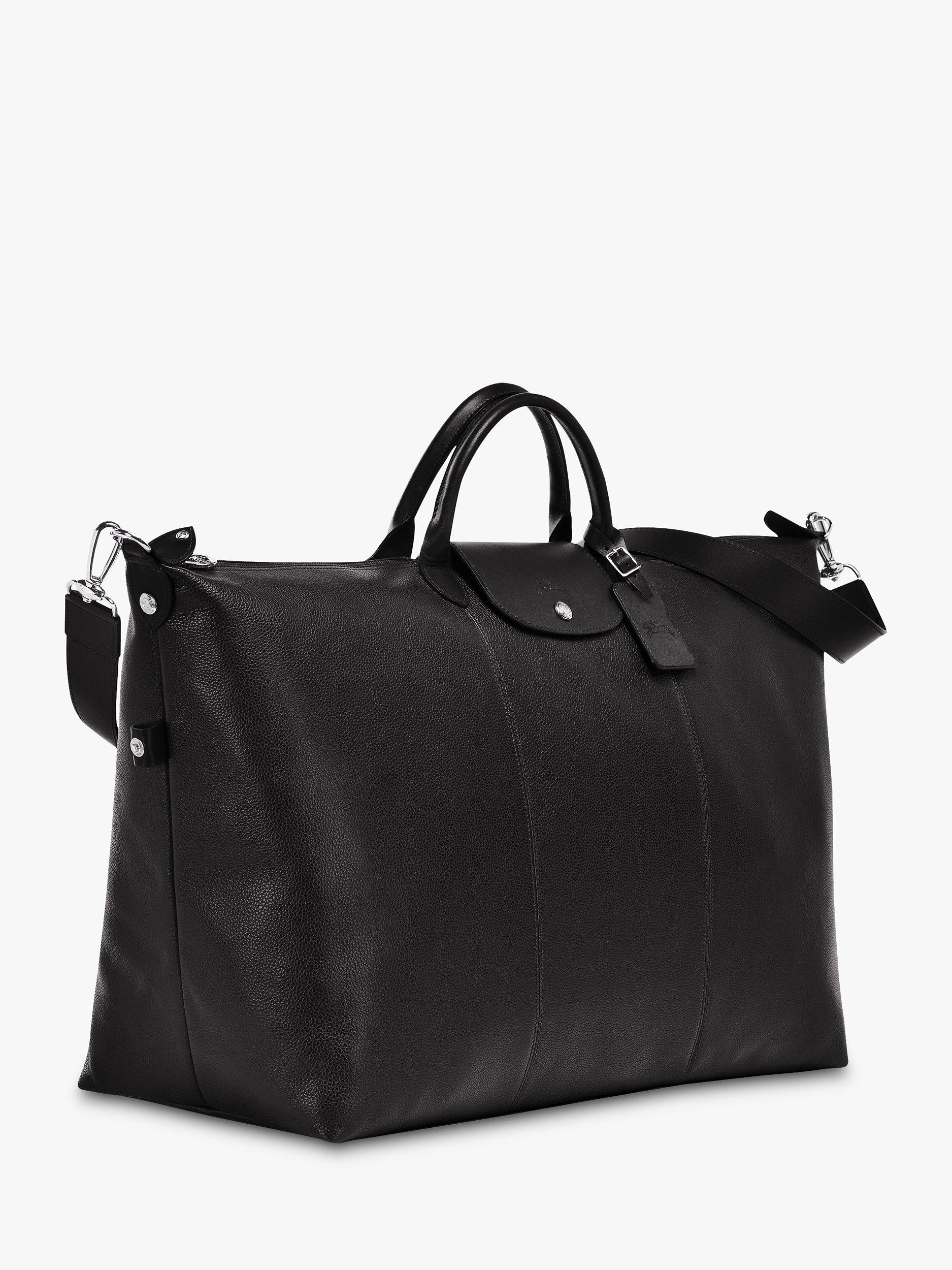 Product image 3 of 3, which shows Longchamp Le Foulonné Leather Travel Bag, Black