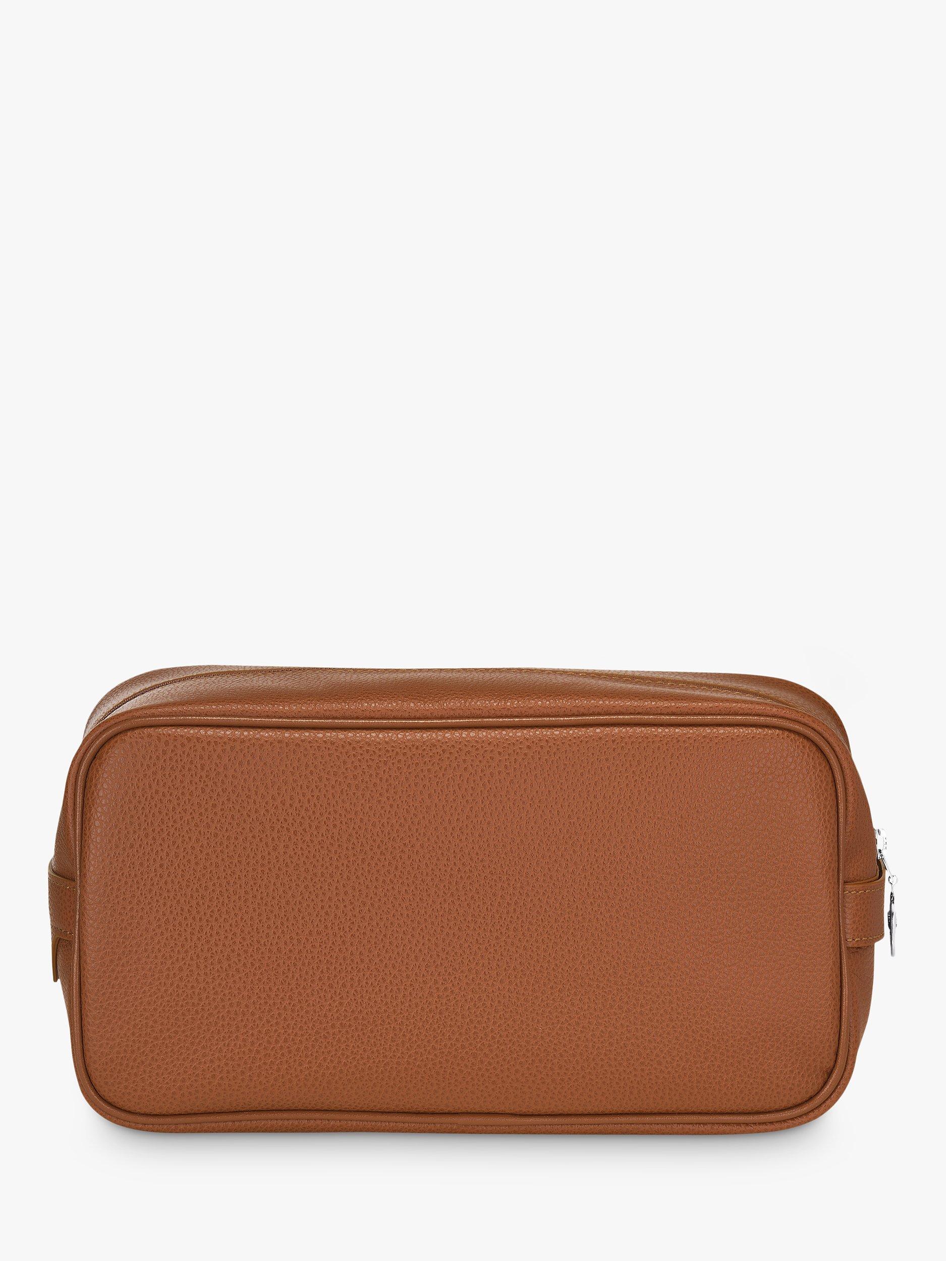 Longchamp Le Foulonné Rectangular Leather Toiletry Bag, Caramel