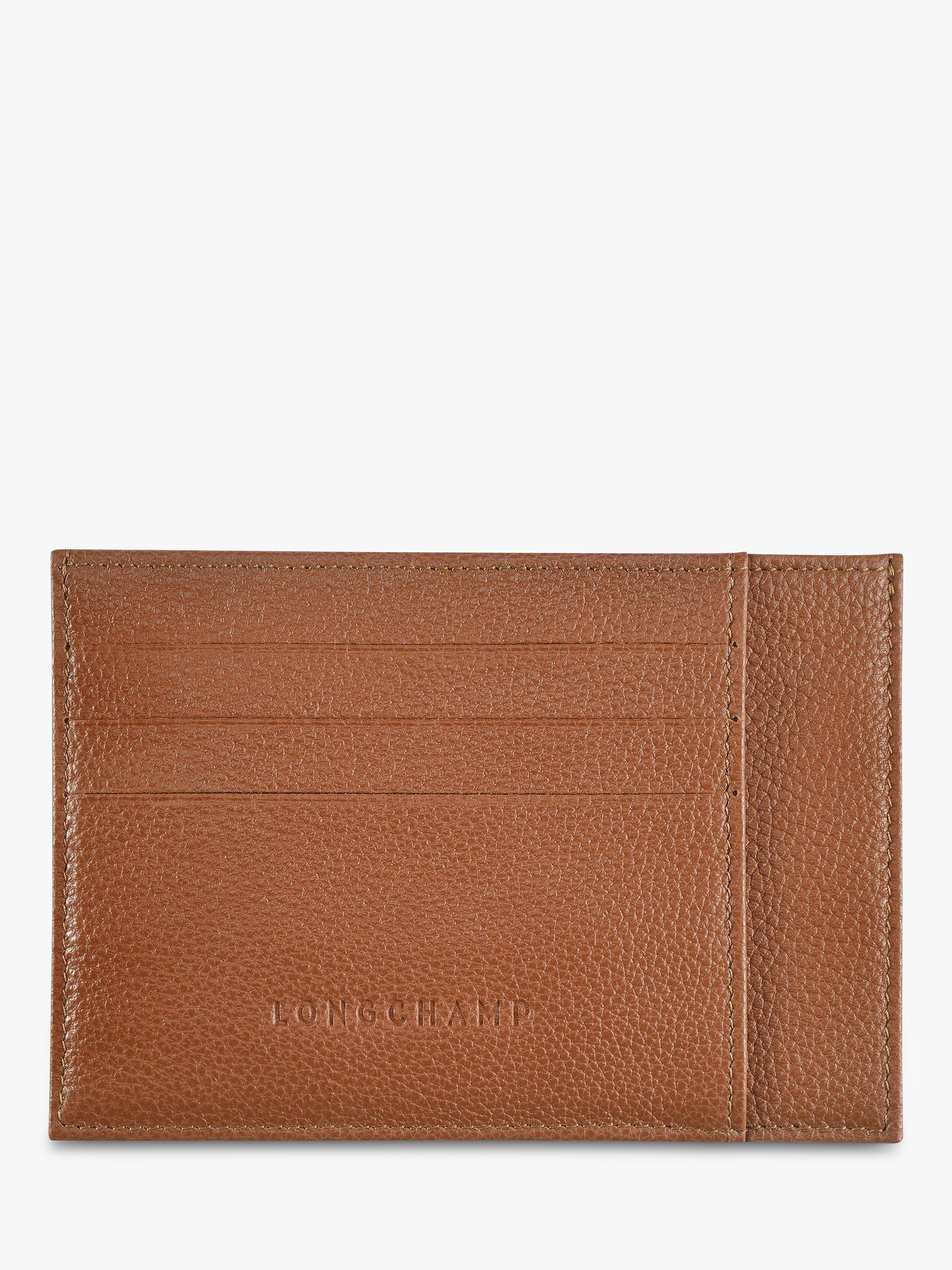 Longchamp Le Foulonné Leather Card Holder, Caramel