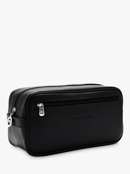 Longchamp Le Foulonné Rectangular Leather Toiletry Bag - view 2, Black