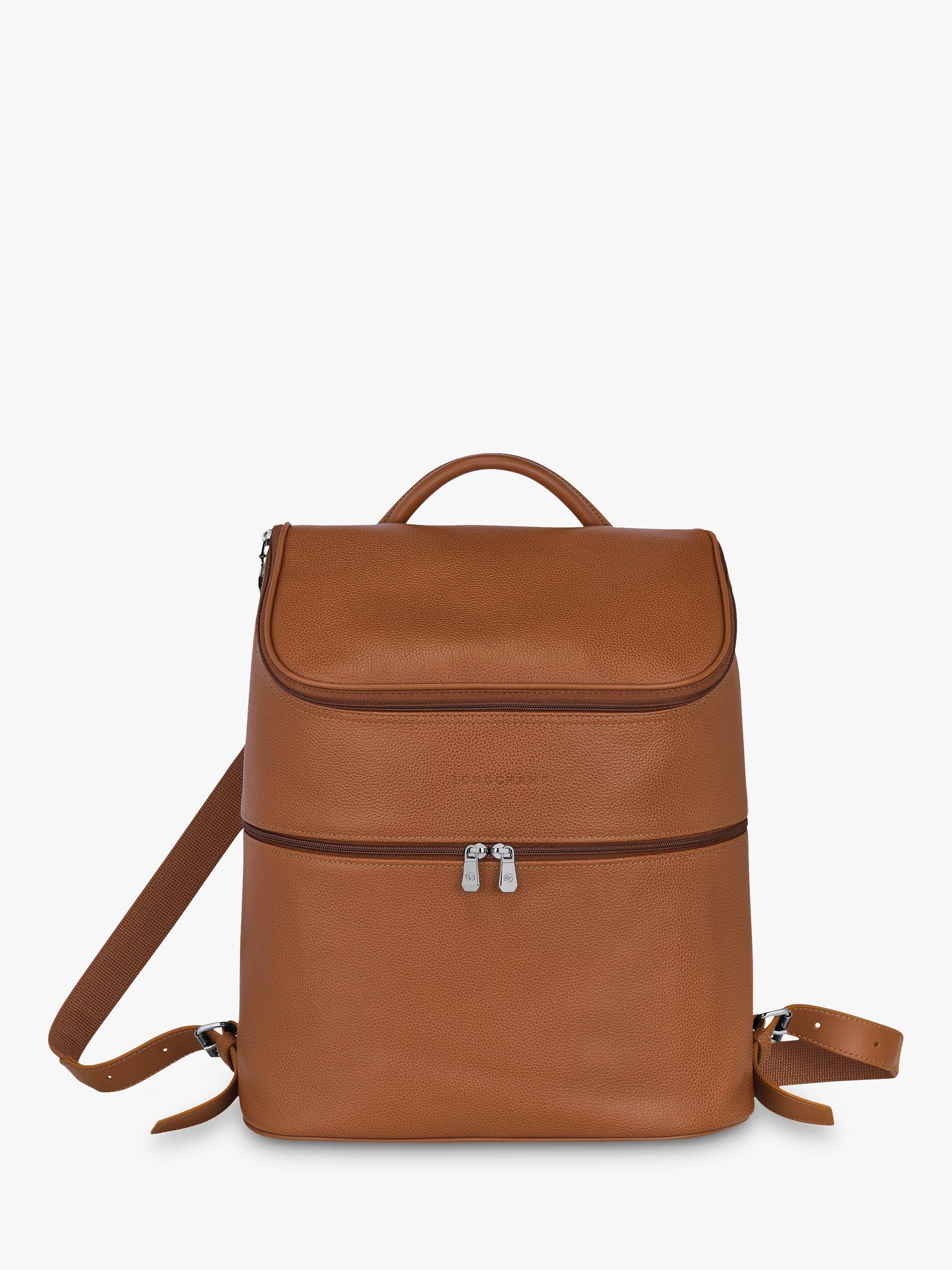 Longchamp Le Foulonne Leather Backpack Caramel